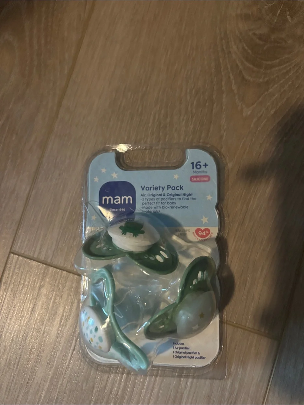 16+ Months Green Variety Pack Silicone Pacifiers